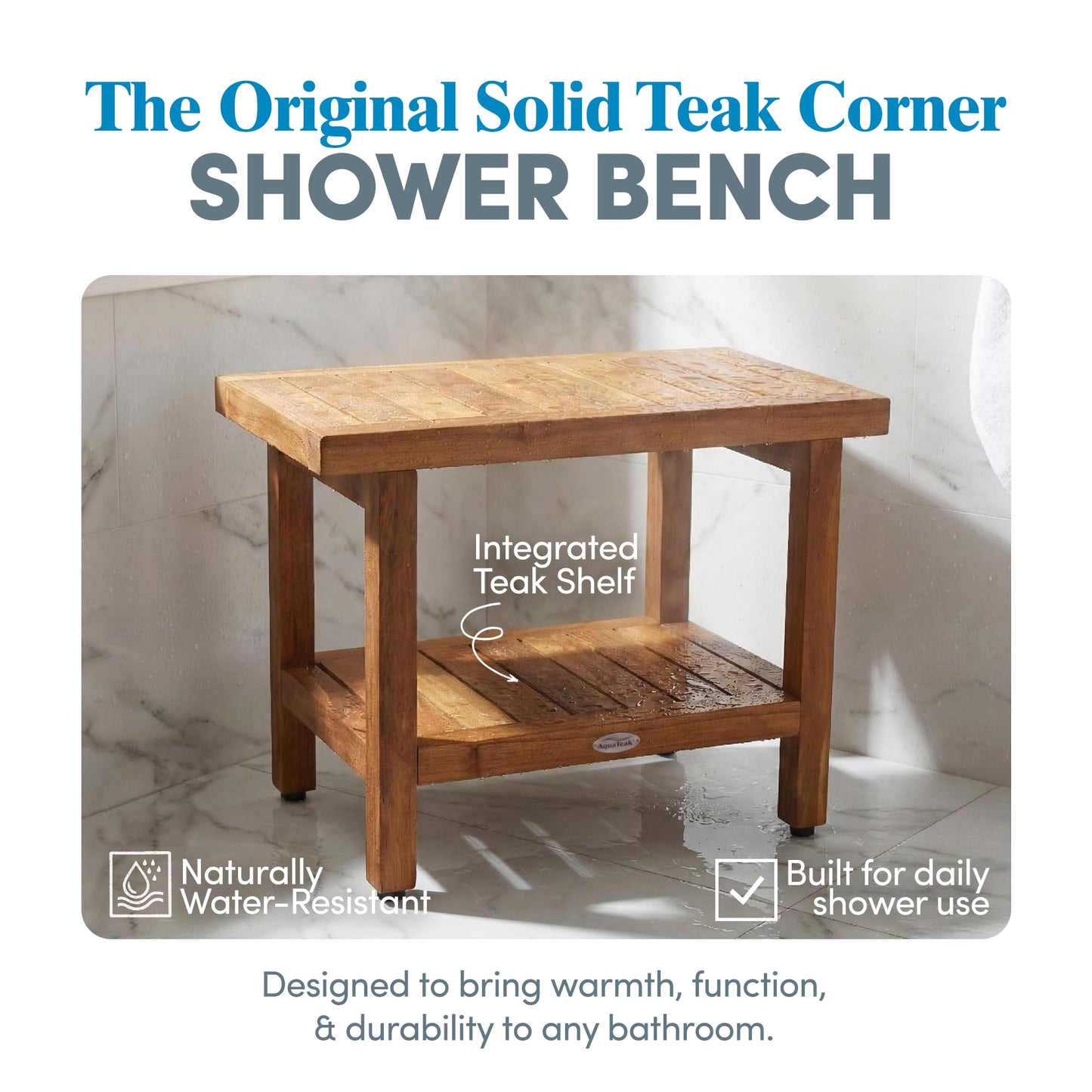 AquaTeak Teak Shower Bench