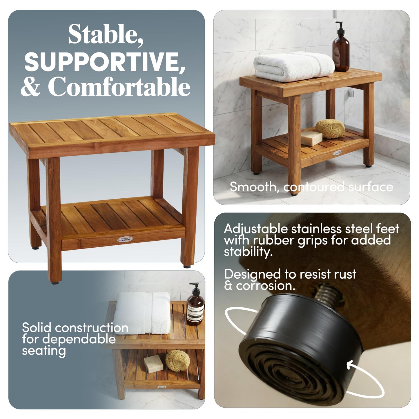 AquaTeak Teak Shower Bench