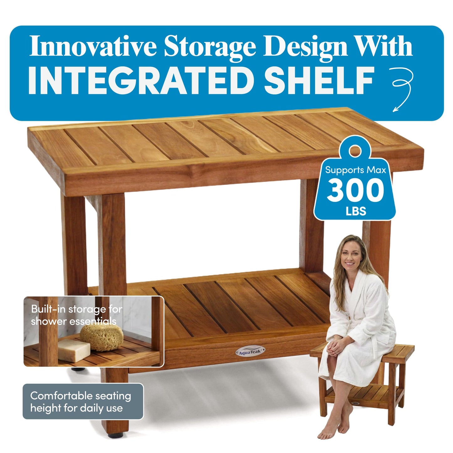 AquaTeak Teak Shower Bench