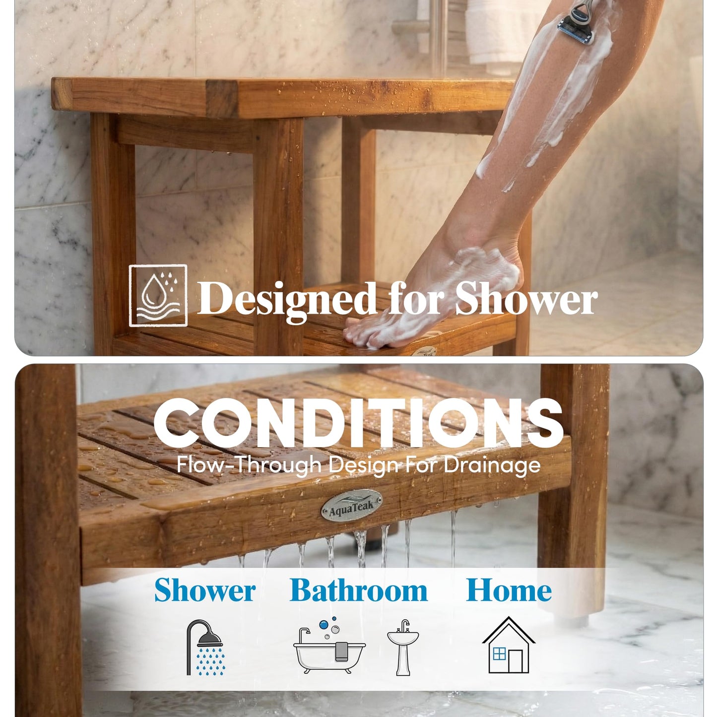 AquaTeak Teak Shower Bench