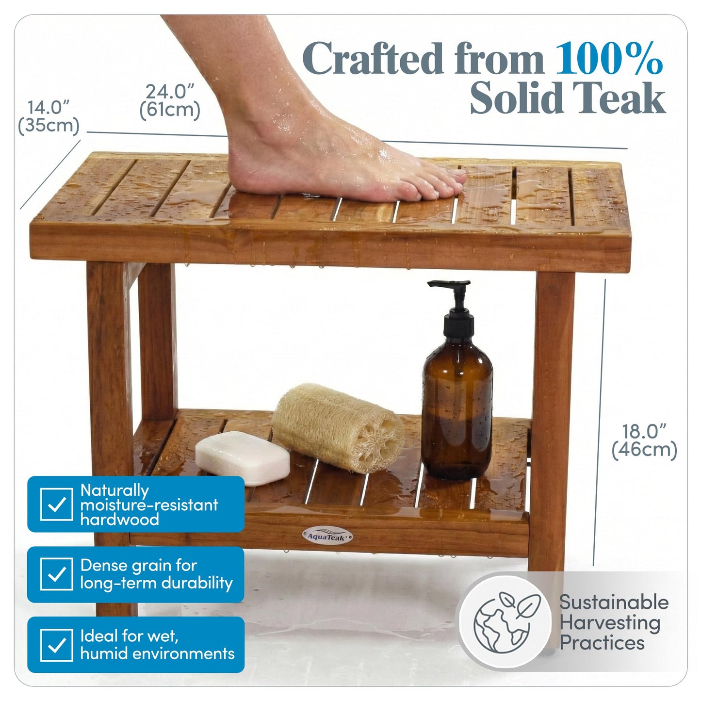AquaTeak Teak Shower Bench