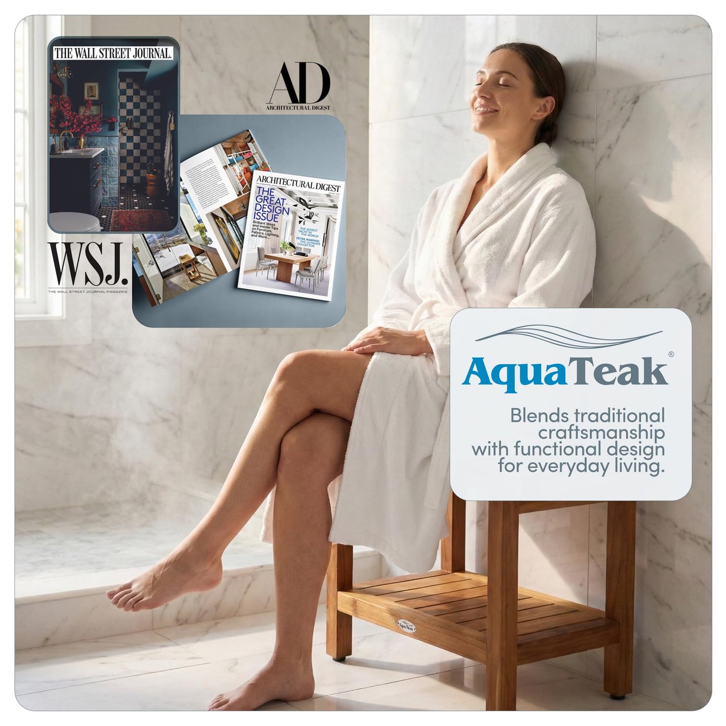 AquaTeak Teak Shower Bench